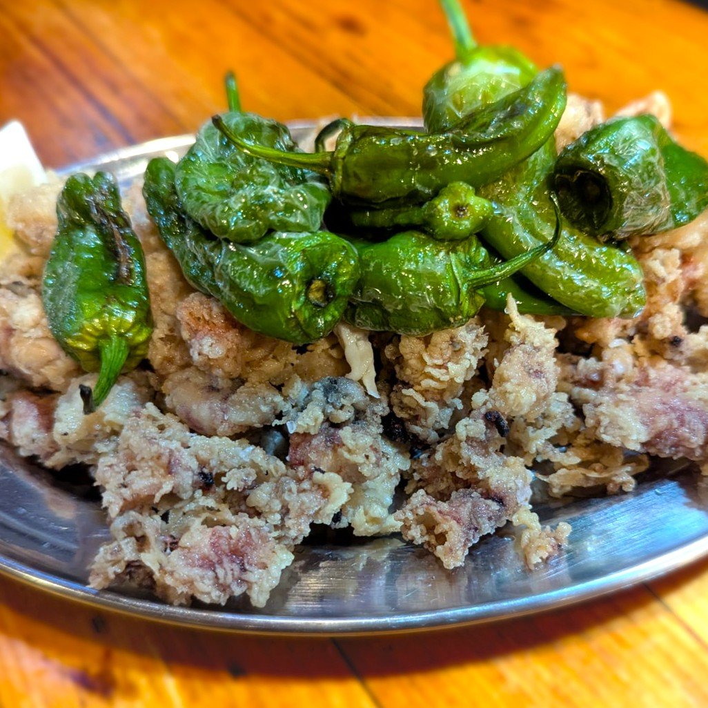 Puntillas con pimientos del padrón